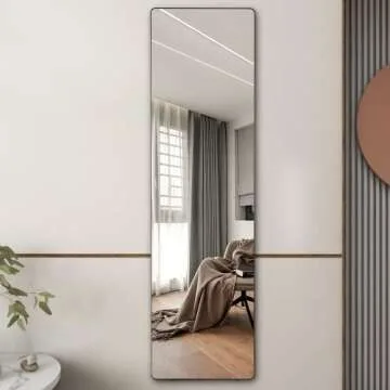Vlsrka 63" x 18" Full Length Mirror Floor Standing Mirror, Full Body Mirror Wall Mirror, Stand Up Mirror, Large Long Mirror Big Tall Mirror, Full Size Mirror for Bedroom Living Room (Black)