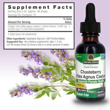 Nature's Answer Alcohol-Free Vitex Berry, 1-Fluid Ounce | Promotes Hormonal Balance | Ovulation Support | Menopausal Support