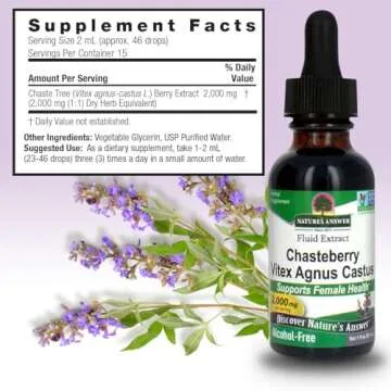 Nature's Answer Alcohol-Free Vitex Berry, 1-Fluid Ounce | Promotes Hormonal Balance | Ovulation Support | Menopausal Support