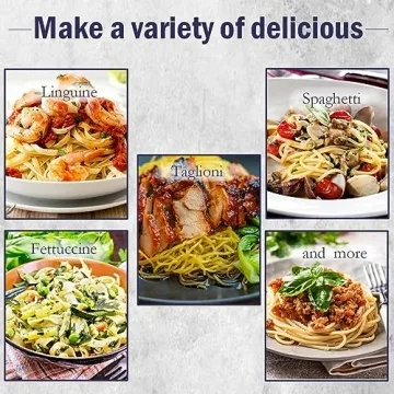 Sailnovo Pasta Maker Machine, 180 Roller Pasta Maker, 9 Adjustable Thickness Settings 2-in-1 Noodles Maker with Rollers and Cutter, Perfect for Spaghetti, Fettuccini, Lasagna or Dumpling Skin Silver