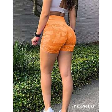 YEOREO Seamless Camo Shorts for Gym and Yoga Workouts