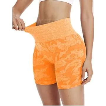 YEOREO Seamless Camo Shorts for Gym and Yoga Workouts