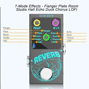 Mini Reverb Guitar Pedal with 9 Modes and True Bypass