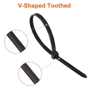 Rythcraft 12-Inch Heavy Duty Zip Ties - 80 Pack with 200 lbs Strength