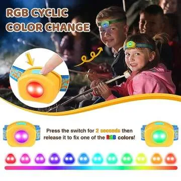 EverBrite LED Headlamp Rechargeable Kids Headlamp with RGB Mode and Adjustable Headband, 3 Modes Multicolor Headlamp for Kids, Kids Head Lamp for Camping, Reading, Exploring, Halloween, Christmas