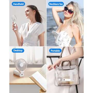 SWEETFULL Handheld Fan, Portable Fan, 5000mAh Rechargeable Battery, 6 Speed Wind, LED Display, Personal Mini Travel Fan with Backup Power, Hand Held Fan USB Foldable Electric Fan for Women Girl