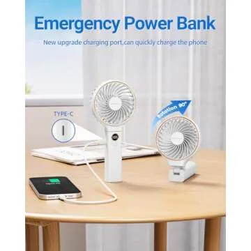 SWEETFULL Handheld Fan, Portable Fan, 5000mAh Rechargeable Battery, 6 Speed Wind, LED Display, Personal Mini Travel Fan with Backup Power, Hand Held Fan USB Foldable Electric Fan for Women Girl