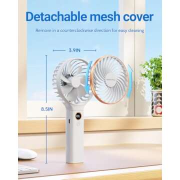 SWEETFULL Handheld Fan, Portable Fan, 5000mAh Rechargeable Battery, 6 Speed Wind, LED Display, Personal Mini Travel Fan with Backup Power, Hand Held Fan USB Foldable Electric Fan for Women Girl