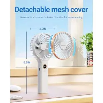 SWEETFULL Handheld Fan, Portable Fan, 5000mAh Rechargeable Battery, 6 Speed Wind, LED Display, Personal Mini Travel Fan with Backup Power, Hand Held Fan USB Foldable Electric Fan for Women Girl