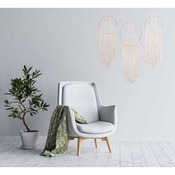 23 Bees, Macrame Wall Hanging Dream Catcher, Large Handmade Crochet Decor for Bedroom, Big Woven Boho Tapestry Dreamcatcher, Chic Rope Art Decorations for Room (Arrows 3pk)