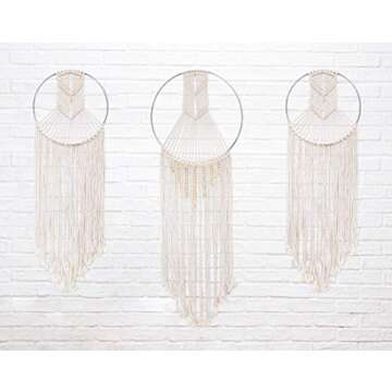 23 Bees, Macrame Wall Hanging Dream Catcher, Large Handmade Crochet Decor for Bedroom, Big Woven Boho Tapestry Dreamcatcher, Chic Rope Art Decorations for Room (Arrows 3pk)