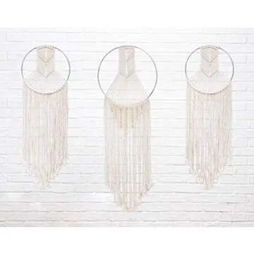 23 Bees, Macrame Wall Hanging Dream Catcher, Large Handmade Crochet Decor for Bedroom, Big Woven Boho Tapestry Dreamcatcher, Chic Rope Art Decorations for Room (Arrows 3pk)