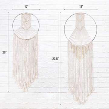 23 Bees, Macrame Wall Hanging Dream Catcher, Large Handmade Crochet Decor for Bedroom, Big Woven Boho Tapestry Dreamcatcher, Chic Rope Art Decorations for Room (Arrows 3pk)