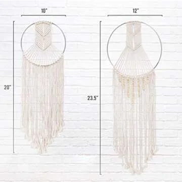 23 Bees, Macrame Wall Hanging Dream Catcher, Large Handmade Crochet Decor for Bedroom, Big Woven Boho Tapestry Dreamcatcher, Chic Rope Art Decorations for Room (Arrows 3pk)