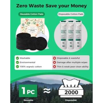 ProCIV Reusable Makeup Remover Pads - Eco-Friendly Organic Cotton Rounds for Sensitive Skin