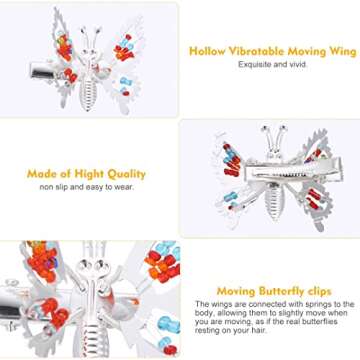 ONCHSH 3D Moving Butterfly Hair Clips,Metal Butterfly Hairpins Bride Wedding Head Pieces Hair Accessories for Women Girls (Gold Silver)