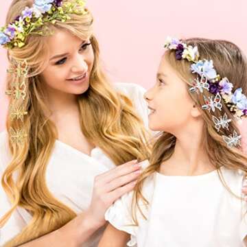 ONCHSH 3D Moving Butterfly Hair Clips,Metal Butterfly Hairpins Bride Wedding Head Pieces Hair Accessories for Women Girls (Gold Silver)