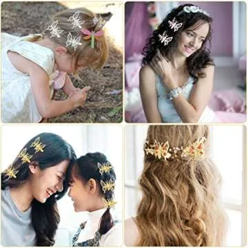 ONCHSH 3D Moving Butterfly Hair Clips,Metal Butterfly Hairpins Bride Wedding Head Pieces Hair Accessories for Women Girls (Gold Silver)