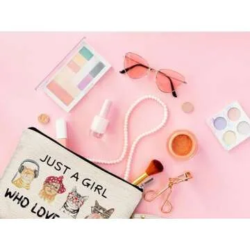 QGFM Cat Makeup Bag for Cat Lovers - Fun & Functional