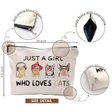 QGFM Cat Makeup Bag for Cat Lovers - Fun & Functional