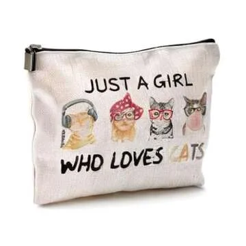 QGFM Cat Makeup Bag for Cat Lovers - Fun & Functional