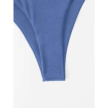 Verdusa Women's 2 Piece Triangle Bikini High Cut Bathing Suit Swimsuit Blue S