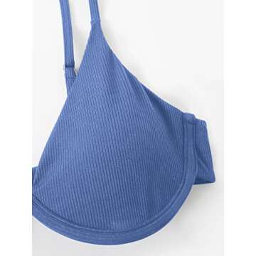 Verdusa Women's 2 Piece Triangle Bikini High Cut Bathing Suit Swimsuit Blue S