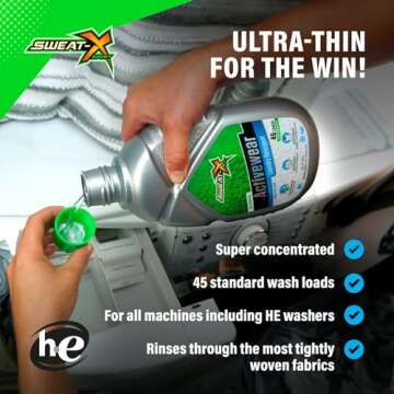 Sweat X Original Activewear Laundry Detergent – Remove the Worst Odors & Toughest Stains – High Performance Sports Wash for Training Gear & All Fabric Types – 45 Loads – 1 Pack