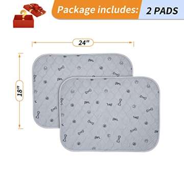 Washable Pee Pads for Dogs, 2Pack Reusable Puppy Pads, Absorbent Whelping Pads with Bone Print, Non-Slip Waterproof Pet Training Pads for Couch, Crate, Potty Training 18x24