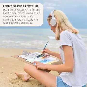 U.S. Art Supply 11" x 17" Artist Sketch Tote Board - Lightweight, Durable Tempered Hardboard with Handle, Metal Clip, Rubber Band for Sketching, Drawing, Painting - Perfect for Travel & Studio Use