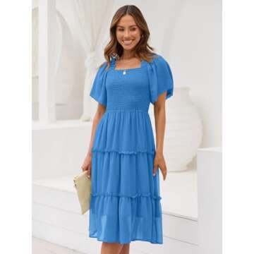 LILLUSORY Women Dresses Spring Summer 2025 Midi Graduation Bridal Baby Shower Casual Flowy Boho Sun ...