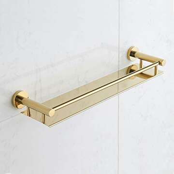 BGL Stainless Steel 304 Shelf Bathroom Shelf 19.6 Inch Wall Mount (Gold)