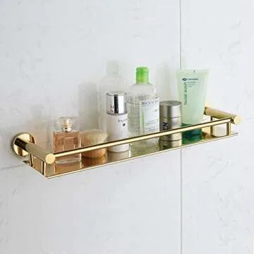 BGL Stainless Steel 304 Shelf Bathroom Shelf 19.6 Inch Wall Mount (Gold)