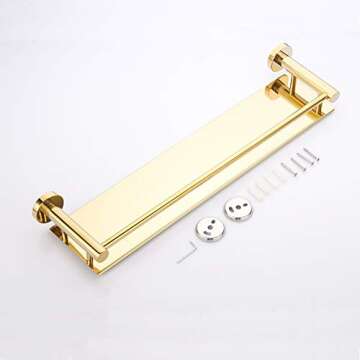 BGL Stainless Steel 304 Shelf Bathroom Shelf 19.6 Inch Wall Mount (Gold)