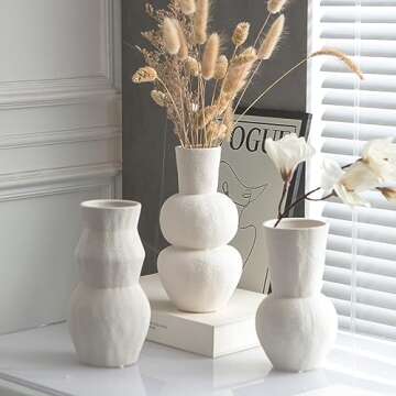 Banllis Ceramic Vases Set of 3 - Elegant Home Decor Vases