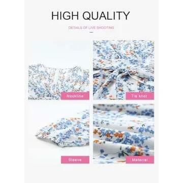 Dokotoo Womens Ladies Casual Summer Spring Ruffle Elegant Floral Long Sleeve Tie Knot V Neck Cute Chiffon Boho Beach Tunic Swing A Line Flowy Mini Short Skater Dresses for Women 2024 White Medium