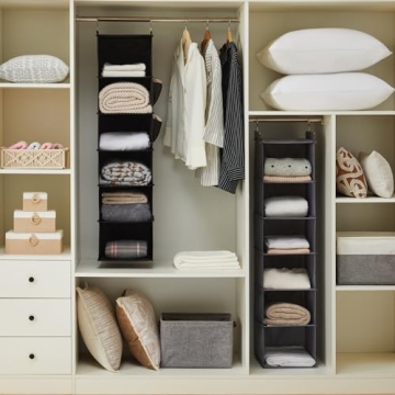 YOUDENOVA 6-Shelf Hanging Closet Organizer Black