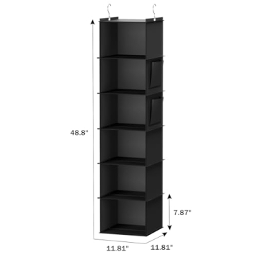 YOUDENOVA 6-Shelf Hanging Closet Organizer Black