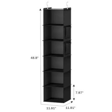 YOUDENOVA 6-Shelf Hanging Closet Organizer Black