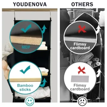 YOUDENOVA 6-Shelf Hanging Closet Organizer Black