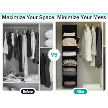 YOUDENOVA 6-Shelf Hanging Closet Organizer Black