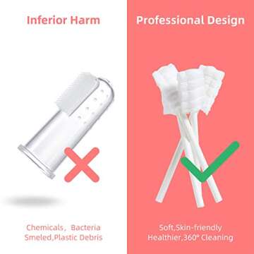 dearlomum Baby Tongue Cleaner, Newborn Toothbrush, 48PCS Disposable Infant Toothbrush Clean Mouth,Gauze Gum Cleaner Oral Cleaning Stick Dental Care for 0-36 Month
