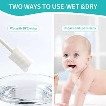 dearlomum Baby Tongue Cleaner, Newborn Toothbrush, 48PCS Disposable Infant Toothbrush Clean Mouth,Gauze Gum Cleaner Oral Cleaning Stick Dental Care for 0-36 Month