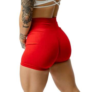 Gymreapers Seamless Shorts Infinity High Waist Biker Workout Scrunch Shorts for Women Athletic Gym Running Pilates Yoga Sport Short (Carolina Reaper)