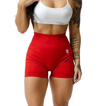 Gymreapers Seamless Shorts Infinity High Waist Biker Workout Scrunch Shorts for Women Athletic Gym Running Pilates Yoga Sport Short (Carolina Reaper)