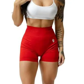 Gymreapers Seamless Shorts Infinity High Waist Biker Workout Scrunch Shorts for Women Athletic Gym Running Pilates Yoga Sport Short (Carolina Reaper)