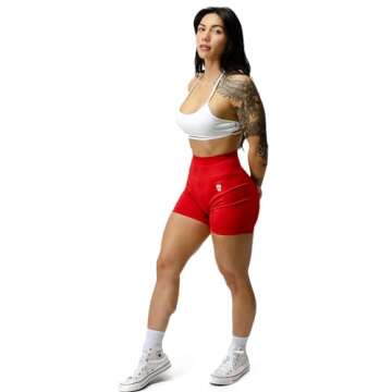Gymreapers Seamless Shorts Infinity High Waist Biker Workout Scrunch Shorts for Women Athletic Gym Running Pilates Yoga Sport Short (Carolina Reaper)