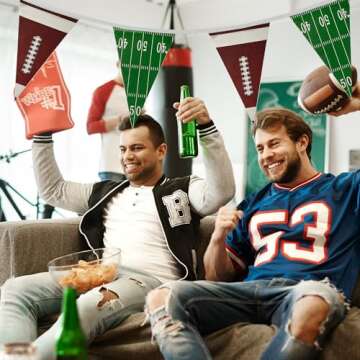 Bashout 100 feet Football Pennant Banner Flags, Multi Color, Football Parties Decoration, Tailgate Party Supplies, Game and Birthday