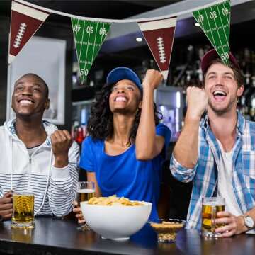 Bashout 100 feet Football Pennant Banner Flags, Multi Color, Football Parties Decoration, Tailgate Party Supplies, Game and Birthday