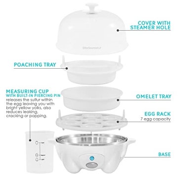 Elite Gourmet EGC-007 Rapid Egg Cooker 7 Egg Capacity